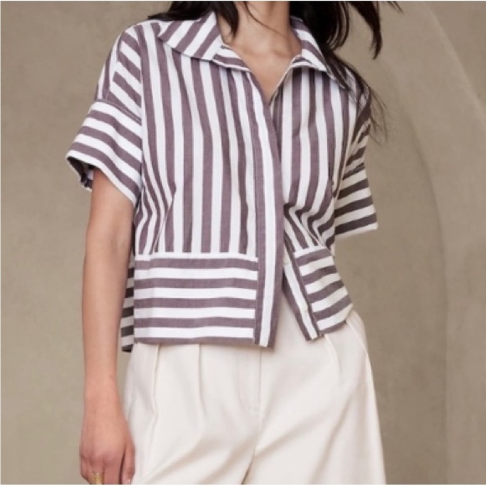 Banana Republic striped boxy button-up top